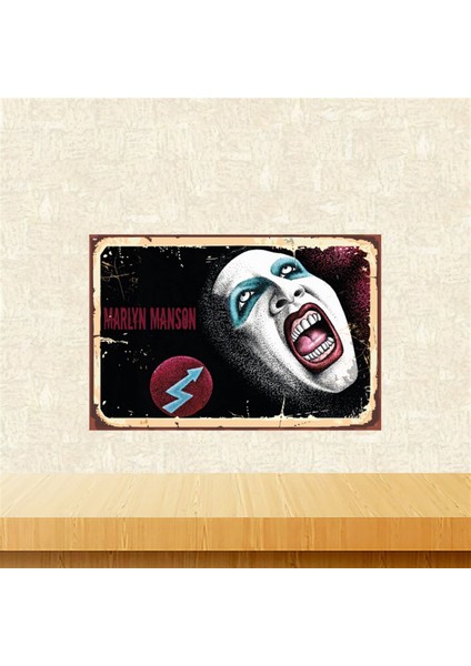 Marlyn Manson Tasarımlı 20-30 cm Retro Ahşap Tablo TKFX5402