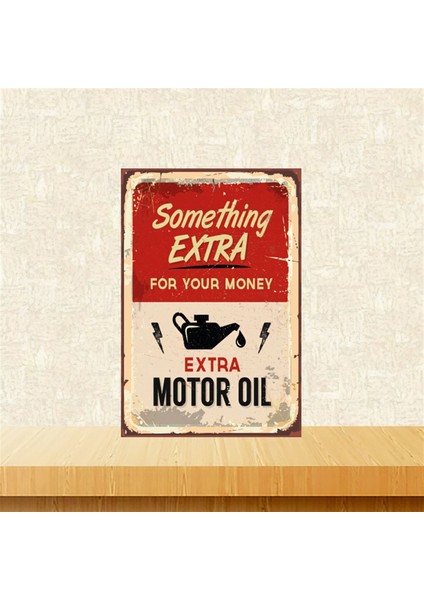 Ektra Motor Oil 20-30 cm Retro Ahşap Tablo TKFX5176