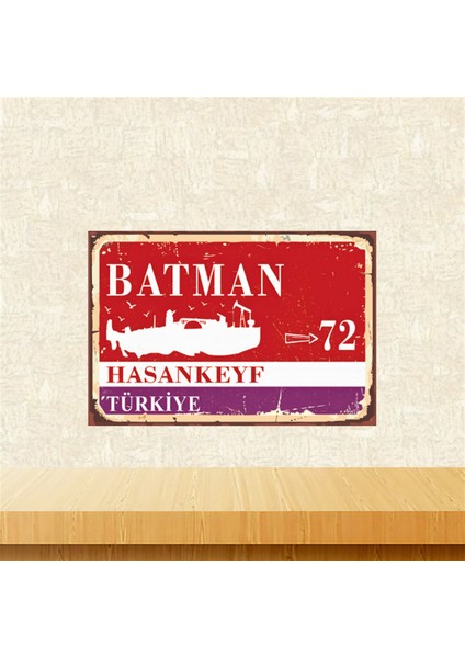 Batman Hasankeyf 20-30 cm Retro Ahşap Tablo TKFX5819