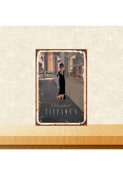 Audrey Hepburn Breakfast Tiffanys Tasarımlı 20-30 cm Retro Ahşap Tablo TKFX5125