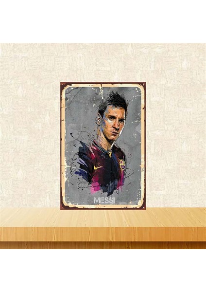 Lionel Messi 20-30 cm Retro Ahşap Poster