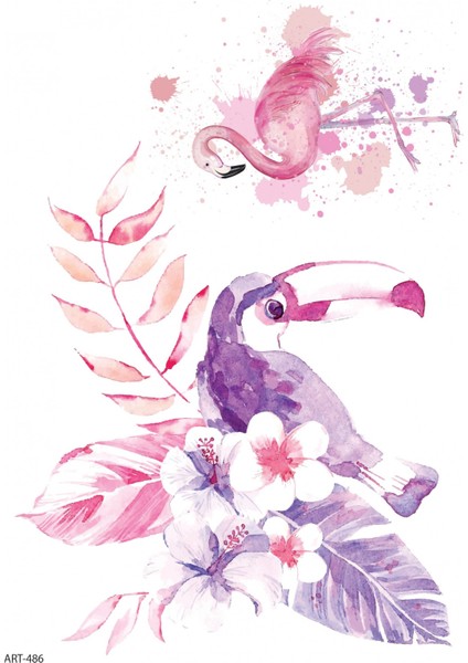 Parrot, Flamingo Geçici Dövme,geçici Tattoo ,vücut Dövme,kol Bilek Dövme,boyun Dövme,sırt Dövme fiyatları