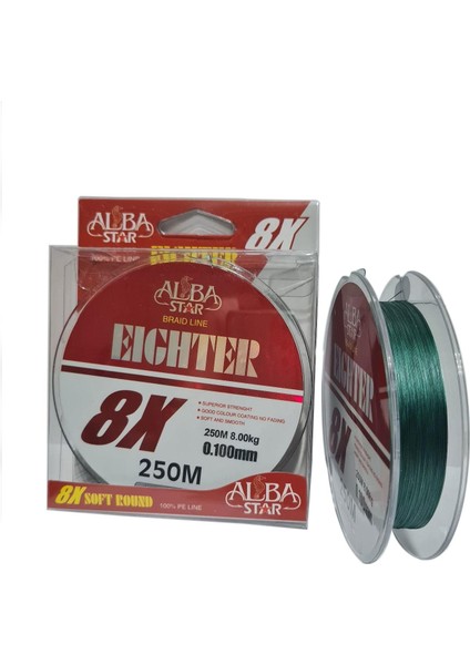 Eighter 8x Yeşil Ip Misina GREEN-0.16MM - 250M - 17.5kg