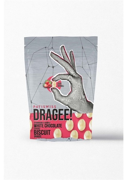 Çilek Aromalı Beyaz Çikolatalı Bisküvi Draje 120 G
