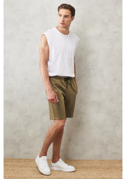 Erkek Haki Standart Fit Günlük Rahat Spor Örme Şort indirimleri