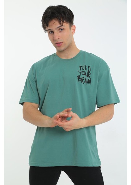 Bd Feed Your Bran Oversize Tişört Yeşil modelleri