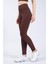 Kadın Kahve Cepli Fitilli Yüksek Bel Spor Tayt 25" 3