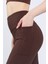 Kadın Kahve Cepli Fitilli Yüksek Bel Spor Tayt 25" 4