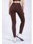 Kadın Kahve Cepli Fitilli Yüksek Bel Spor Tayt 25" 5