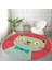 Renkli Kedi Dijital Baskılı Modern Bordo Çocuk Ve Genç Odası Yıkanabilir Kaymaz Tabanlı Yuvarlak Halı 3