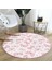 Renkli Kelebek Motifli Dijital Baskılı Modern Pembe Çocuk Ve Genç Odası Yıkanabilir Kaymaz Tabanlı Yuvarlak Halı 2
