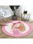 Fashion Girl Dijital Baskılı Modern Pembe Çocuk Ve Genç Odası Yıkanabilir Kaymaz Tabanlı Yuvarlak Halı 1
