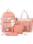 Kadın Tuval Sırt Çantaları 4 Adet / Takım Seyahat Bookbag Bookbag Çanta Kız Genç Pembe 1