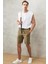 Erkek Haki Standart Fit Günlük Rahat Spor Örme Şort 4