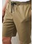 Erkek Haki Standart Fit Günlük Rahat Spor Örme Şort 2