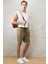 Erkek Haki Standart Fit Günlük Rahat Spor Örme Şort 3