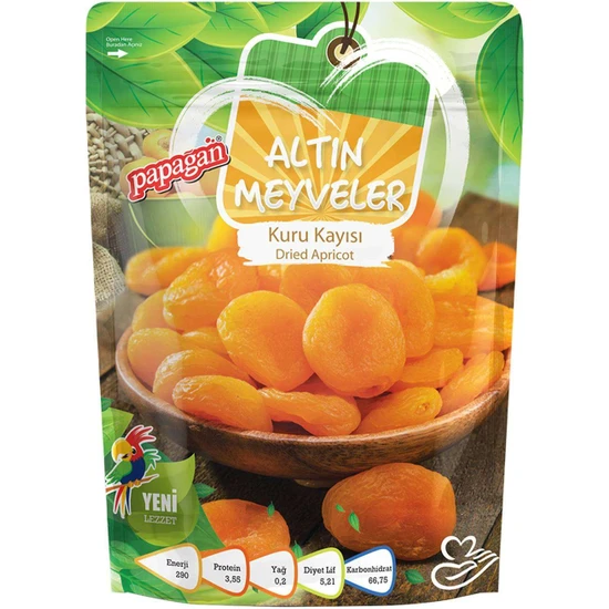 Papağan Kuruyemiş Altın Meyveler Kuru Kayısı 3 x 140 gram