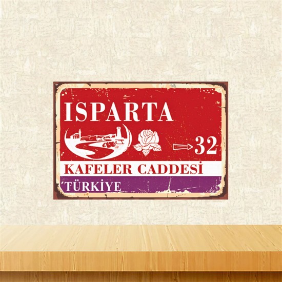 Isparta Kafeler Caddesi 2030 cm Retro Ahşap Tablo TKFX5763 Fiyatı