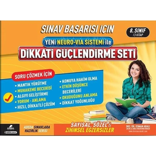 Adeda Yayıncılık Dikkati Güçlendirme Seti 8. Sınıf Sınavlara Hazırlık Serisi Yeni Neurovia Sistemi İle - Osman Abalı