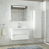 Alfa Banyo Avant Garde 80+35 Boy Dolaplı Mdf ve Lake Boyalı Lüx lavabolu banyo dolabı Beyaz -115 cm