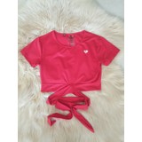Amber Butik Bel Bağlama Mayo Kumaş Kırmızı Sporcu Crop Büstiyer