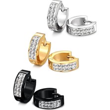 Paslanmaz Çelik Bayan Erkek Hoop Küpe Huggie Küpe Cz Piercing 3 Çift 18G