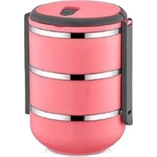Sefer Tası Yemek Termosu Saklama Kabı Termosu 3lü - Pembe