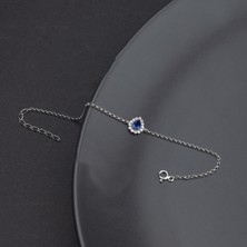 Ravza Gümüş 925 Ayar Gümüş Safir Damla Model Kolye