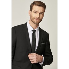 ALTINYILDIZ CLASSICS Erkek Siyah Slim Fit Dar Kesim Mono Yaka Yünlü Su Ve Leke Tutmayan Nano Takım Elbise