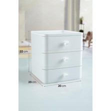 Deyhome 3'lü Takı Makyaj ve Kozmetik Düzenleyici Çekmece Çok Amaçlı Masaüstü Organizer Beyaz