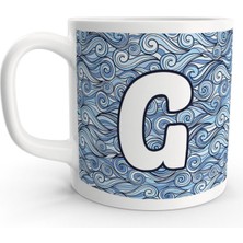 Rock'n Fox G Harfi Deniz Dalga Desenli Denizci Tasarım Harfli Kupa Bardak