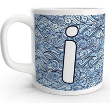 Rock'n Fox I Harfi Deniz Dalga Desenli Denizci Tasarım Harfli Kupa Bardak