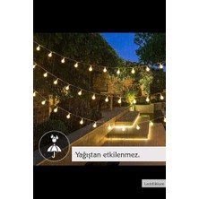 Leddükkanı 50 LED 7 Metre Sarı Solar Güneş Enerjili Bahçe Teras Balkon Ağaç Lambası Aydınlatması
