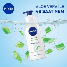 NIVEA Aloe Vera Vücut Losyonu 400ml, Normal / Kuru Ciltler için, Derinlemesine Nemlendirici Serum ve Aloe vera ile 48 Saat Vücut Nemlendirme