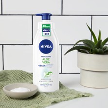 NIVEA Aloe Vera Vücut Losyonu 400ml, Normal / Kuru Ciltler için, Derinlemesine Nemlendirici Serum ve Aloe vera ile 48 Saat Vücut Nemlendirme