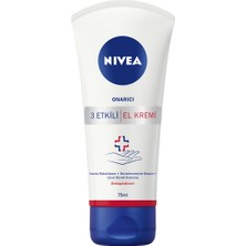 NIVEA 3 Etkili Onarıcı El Kremi (75ml), Çok Kuru Eller için Yoğun El Kremi, 24 Saat Onarıcı Bakım