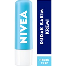 NIVEA Hydro Care Dudak Bakım Kremi (4,8gr), 24 Saat Nem, Aloe Vera, Saf Su ve Doğal Yağlar, SPF 15, Gün Boyu Dudak Bakımı