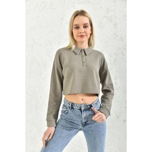 Moviment Taş Polo Yaka Crop Bluz