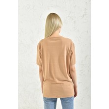Moviment Sütlü Kahve Baskı Detay Bisiklet Yaka T-Shirt