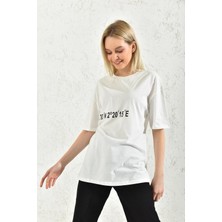 Moviment Beyaz Baskı Detay Kısa Kollu T-Shirt