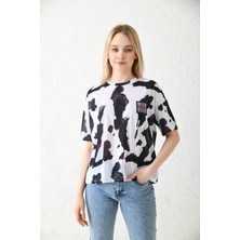 Moviment Beyaz Baskı Detaylı Örme T-Shirt