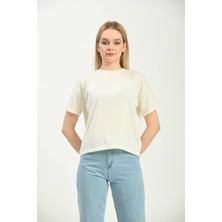 Moviment Ekru Yuvarlak Yaka T-Shirt