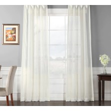 Evdepo Home Kullanıma Hazır Ekstraforlu Pilesiz Tül Perde Tek Kanat - Ekru 100 x 260 cm