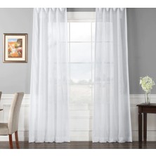 Evdepo Home Kullanıma Hazır Ekstraforlu Pilesiz Tül Perde Tek Kanat - Ekru 140 x 250 cm