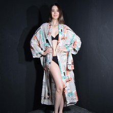 Tedz Collection Paredora Manşet Baskılı Kimono Pareo