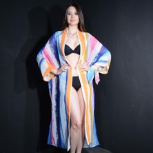 Tedz Collection Paredora Gökkuşağı Fırça Desenli Kimono Pareo