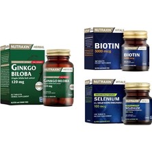Nutraxin Ginkgo Biloba 60 Tablet + Biotin 30 Tablet+ Selenyum 100 Tablet