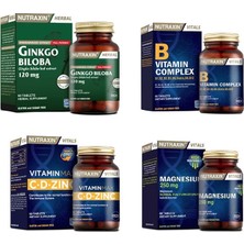 Nutraxin Ginkgo Biloba 60 Tablet +Vitamin Max(C,D,Zinc)+ B Vitamin Complex +Magnezyum