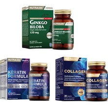 Nutraxin Ginkgo Biloba 60 Tablet + Hidrolize  30 Tablet + Keratin Formula 60 Tablet