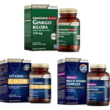 Nutraxin Ginkgo Biloba 60 Tablet + Vitamin Max (C,D,Zinc)60 Tablet + Women's Multivitamin 60 Tablet